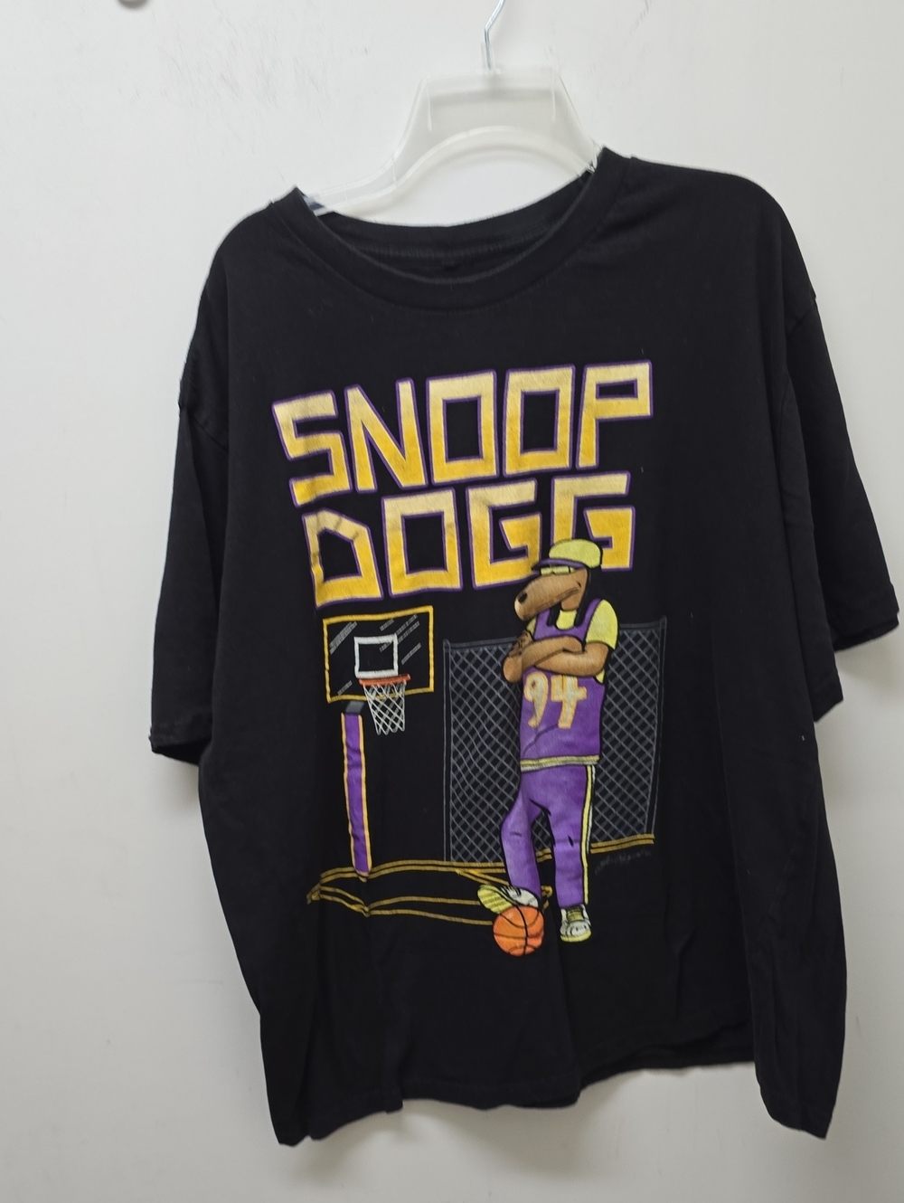Snoop Dogg Black Graphic Tee - Yellow & Purple Basketball Design - Men Size 3XL